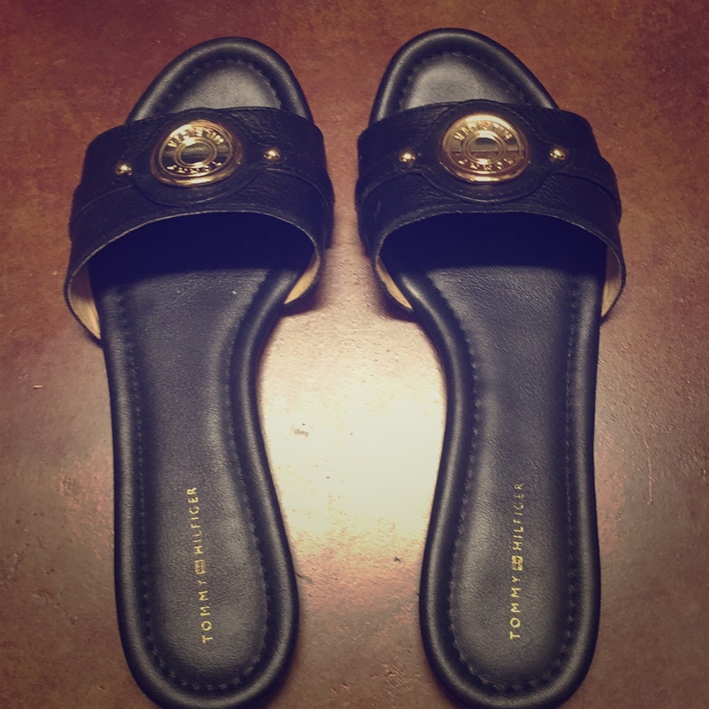 Tommy Hilfiger Black Dressy Slides
